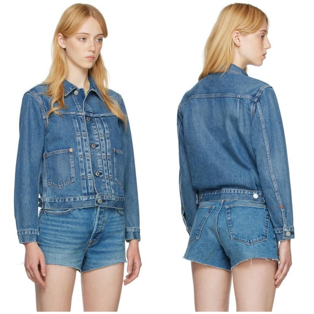 New! Re/Done Shrunken Blue Denim Jacket in 60s Stoned Wash 💙 XS NWT!